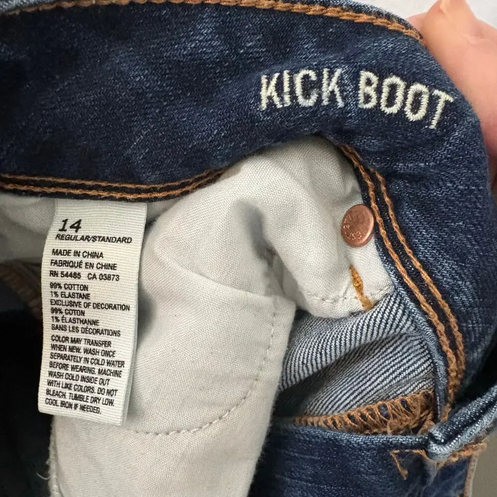 American Eagle Outfitters Kick Boot Womens 14 (35x31) Jeans Stretch Flap Pocket - Picture 6 of 7